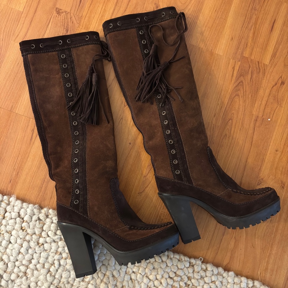 Yves Saint Laurent Dark Brown Heeled Boots